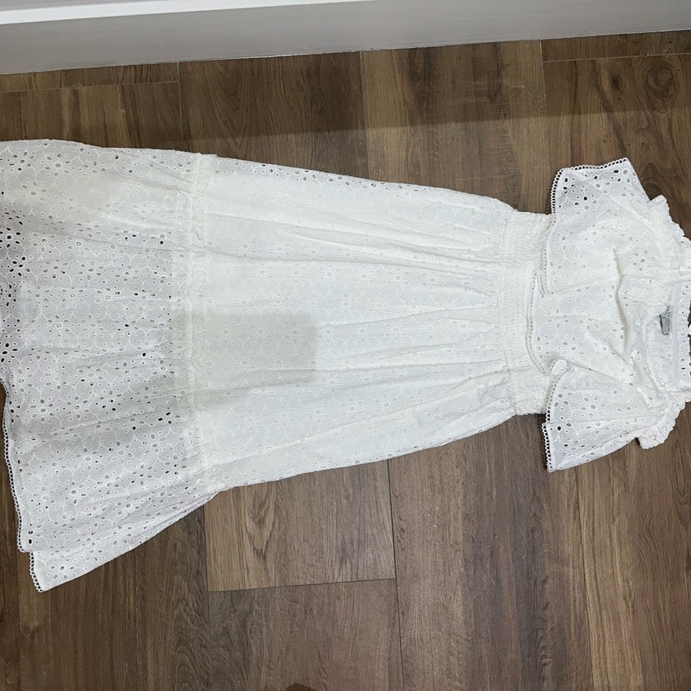 Dress Forum White Tiered Sundress with Sailor Collar